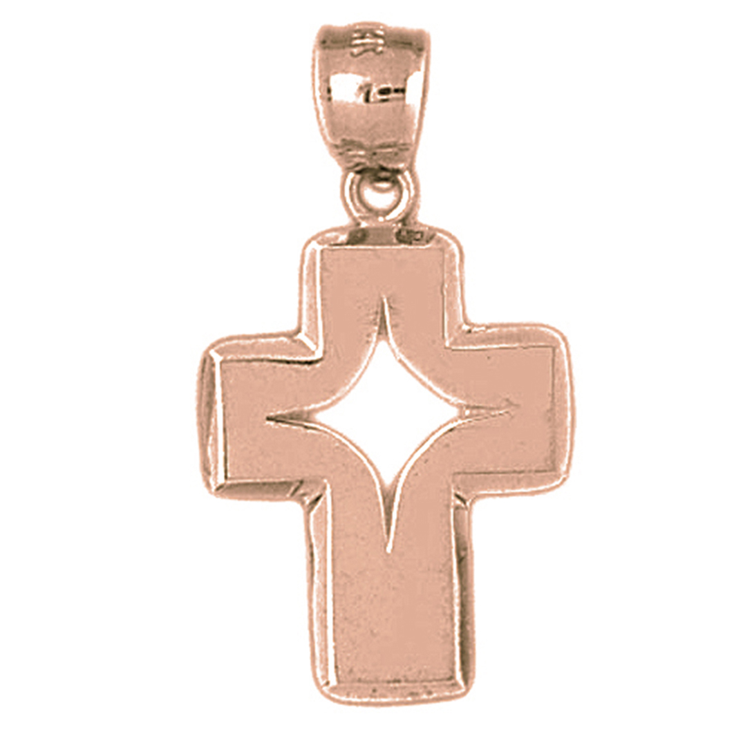 Jewels Obsession Rose Gold-plated 925 Sterling Silver Cross Pendant - 32 mm