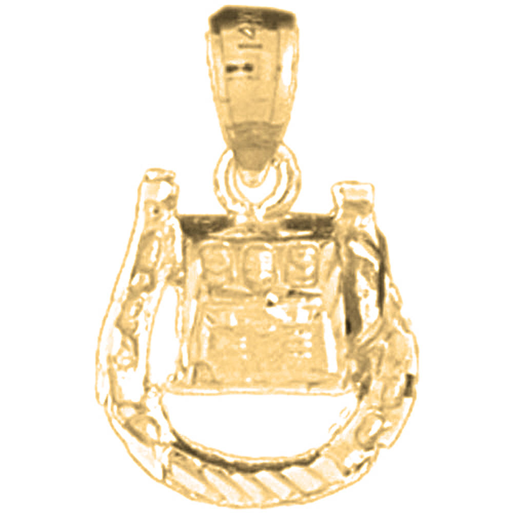 Jewels Obsession Yellow Gold-plated 925 Sterling Silver Horseshoe With Slot Machine Pendant - 20 mm