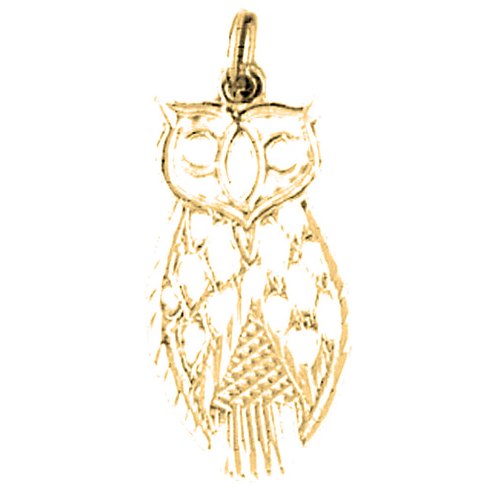 Jewels Obsession Yellow Gold-plated 925 Sterling Silver Owl Pendant - 26 mm