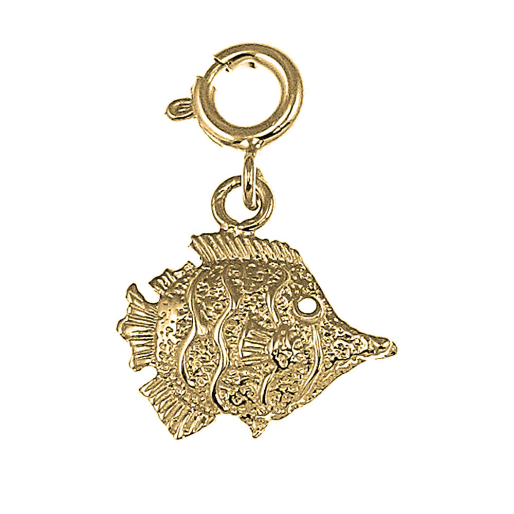 Jewels Obsession Yellow Gold-plated 925 Sterling Silver Tropical Angelfish Pendant - 19 mm