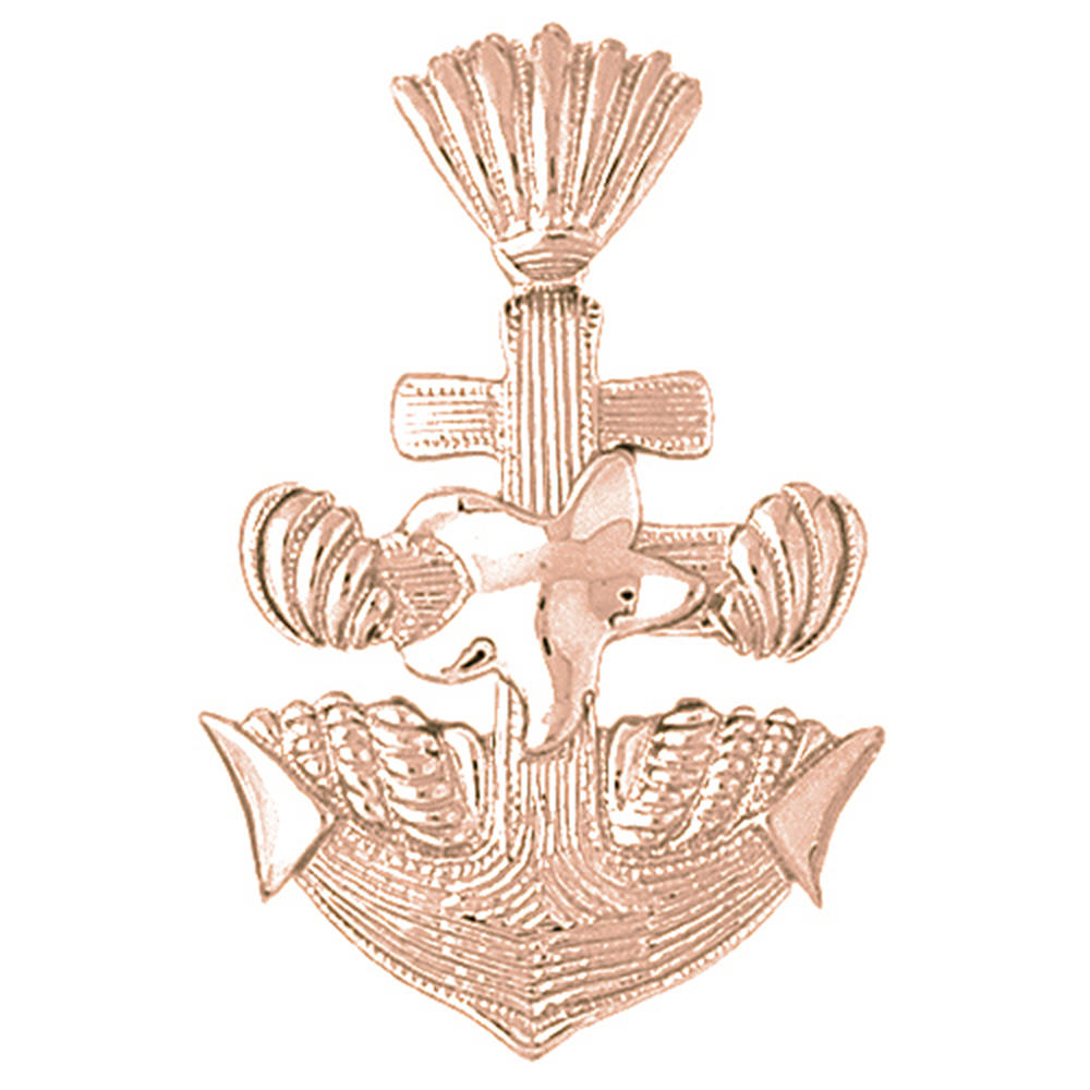 Jewels Obsession Rose Gold-plated 925 Sterling Silver Anchor With Shells And Starfish Pendant - 38 mm