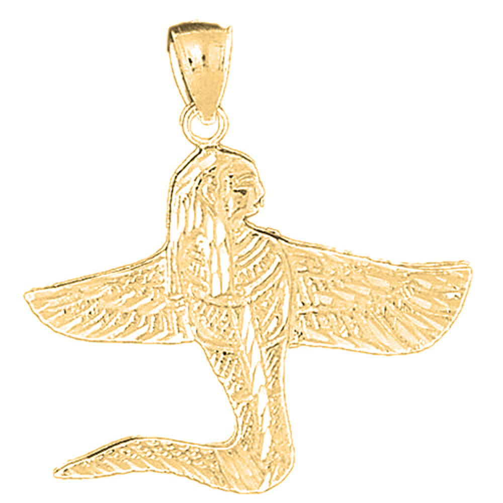 Jewels Obsession Yellow Gold-plated 925 Sterling Silver Sphinx Pendant - 38 mm