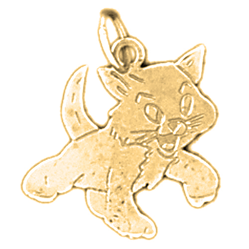 Jewels Obsession Yellow Gold-plated 925 Sterling Silver Cat Pendant - 19 mm