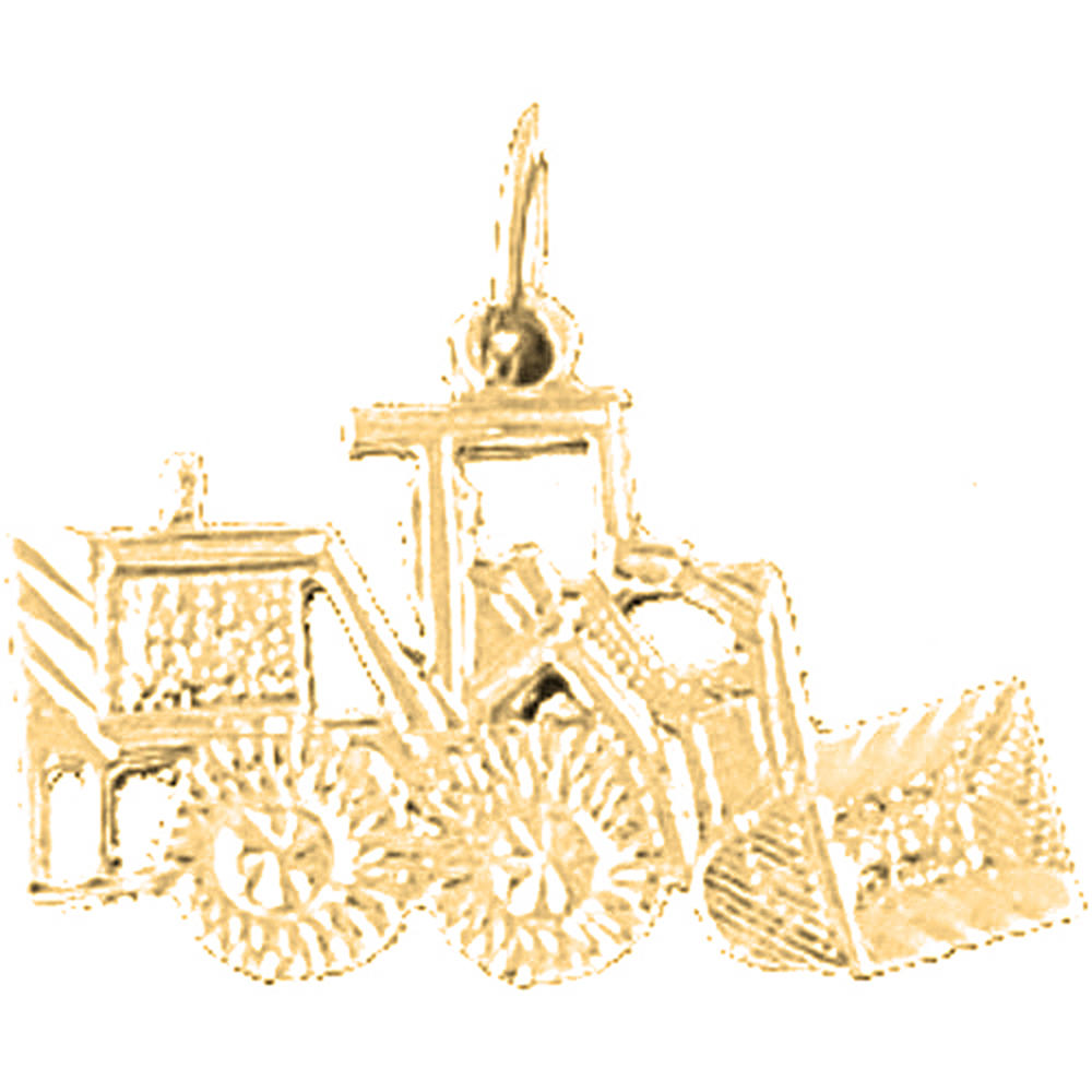 Jewels Obsession Yellow Gold-plated 925 Sterling Silver Bulldozer Pendant - 17 mm