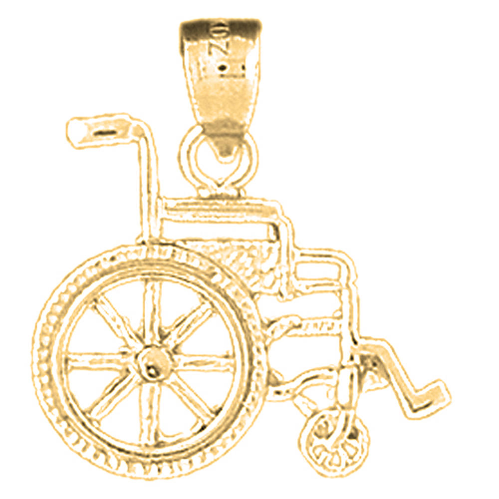 Jewels Obsession Yellow Gold-plated 925 Sterling Silver Wheelchair Pendant - 21 mm