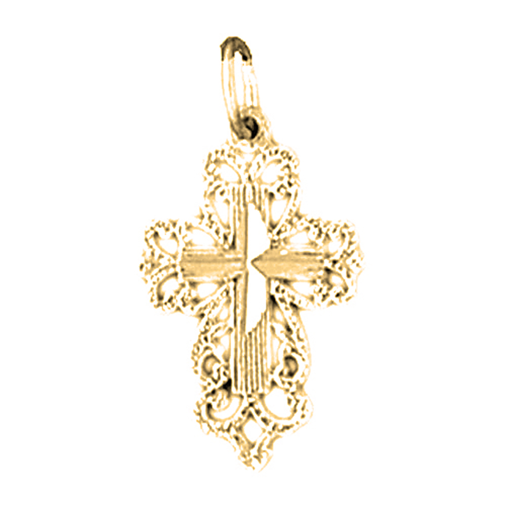 Jewels Obsession Yellow Gold-plated 925 Sterling Silver Cross Pendant - 23 mm