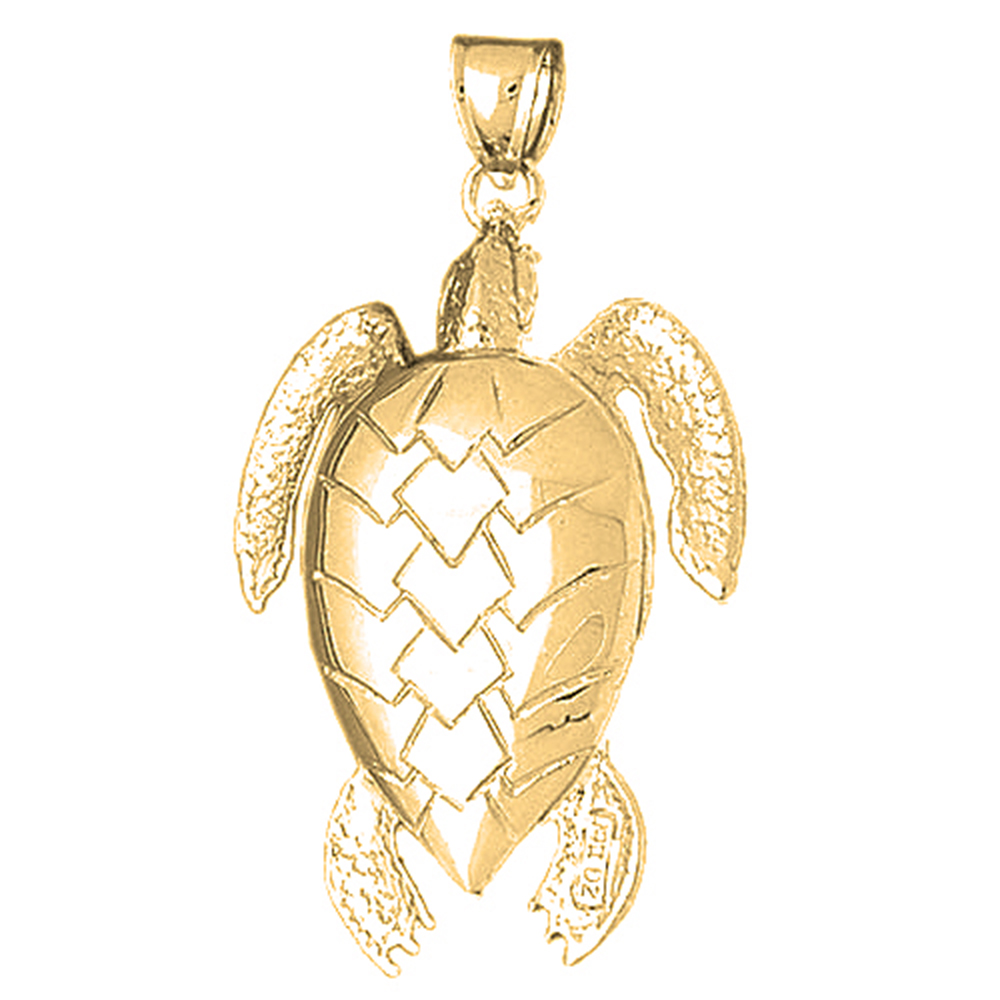 Jewels Obsession Yellow Gold-plated 925 Sterling Silver Turtles Pendant - 54 mm