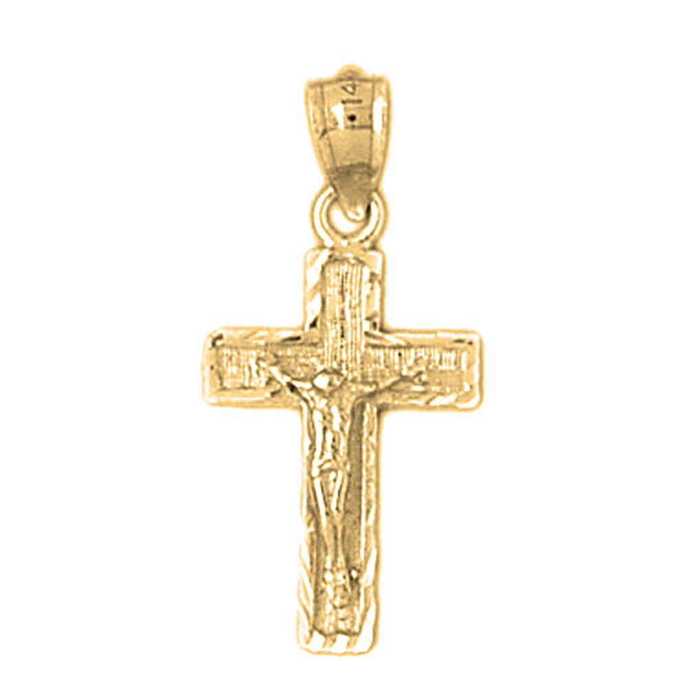 Jewels Obsession Yellow Gold-plated 925 Sterling Silver Crucifix Pendant - 26 mm