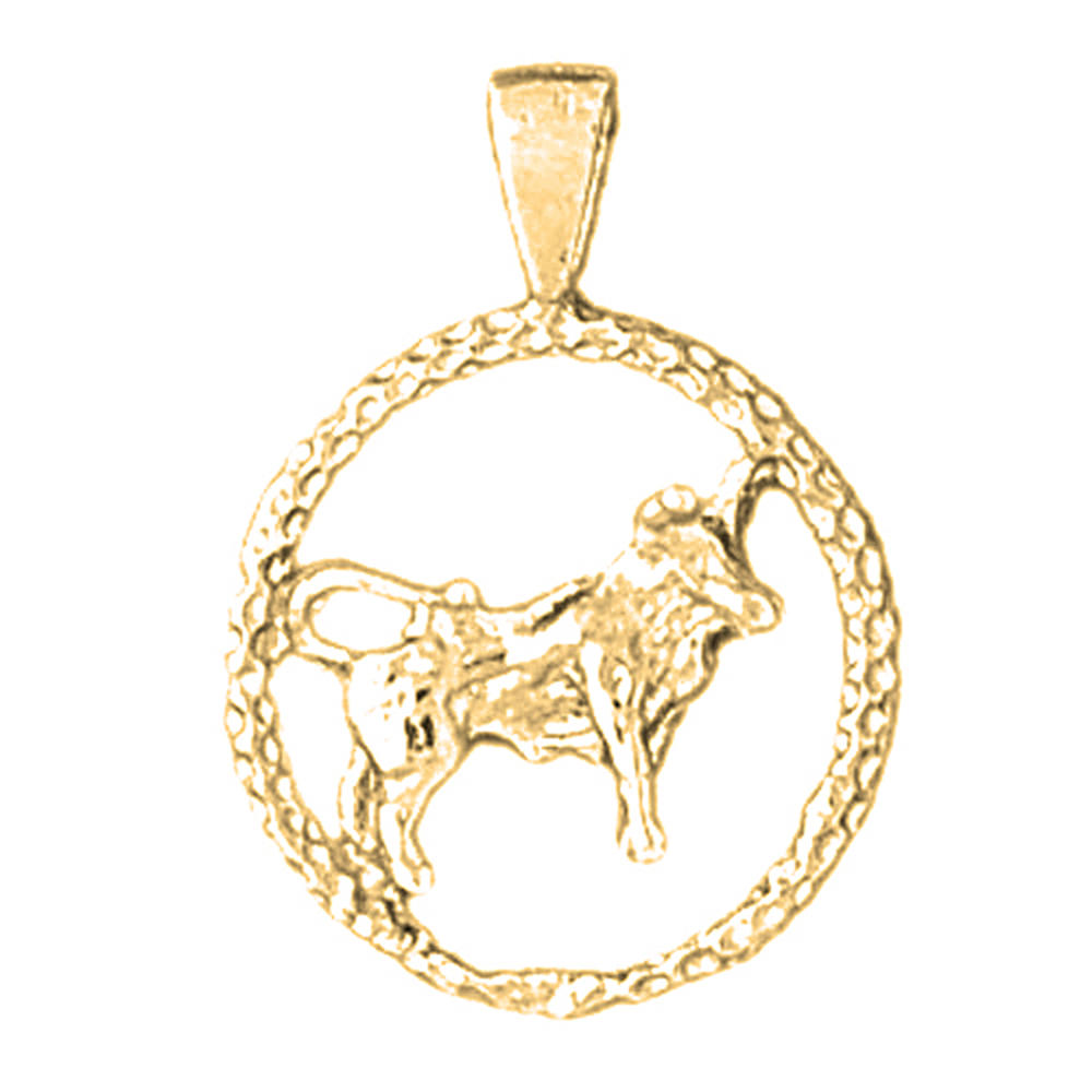 Jewels Obsession Yellow Gold-plated 925 Sterling Silver Zodiac - Taurus Pendant - 22 mm