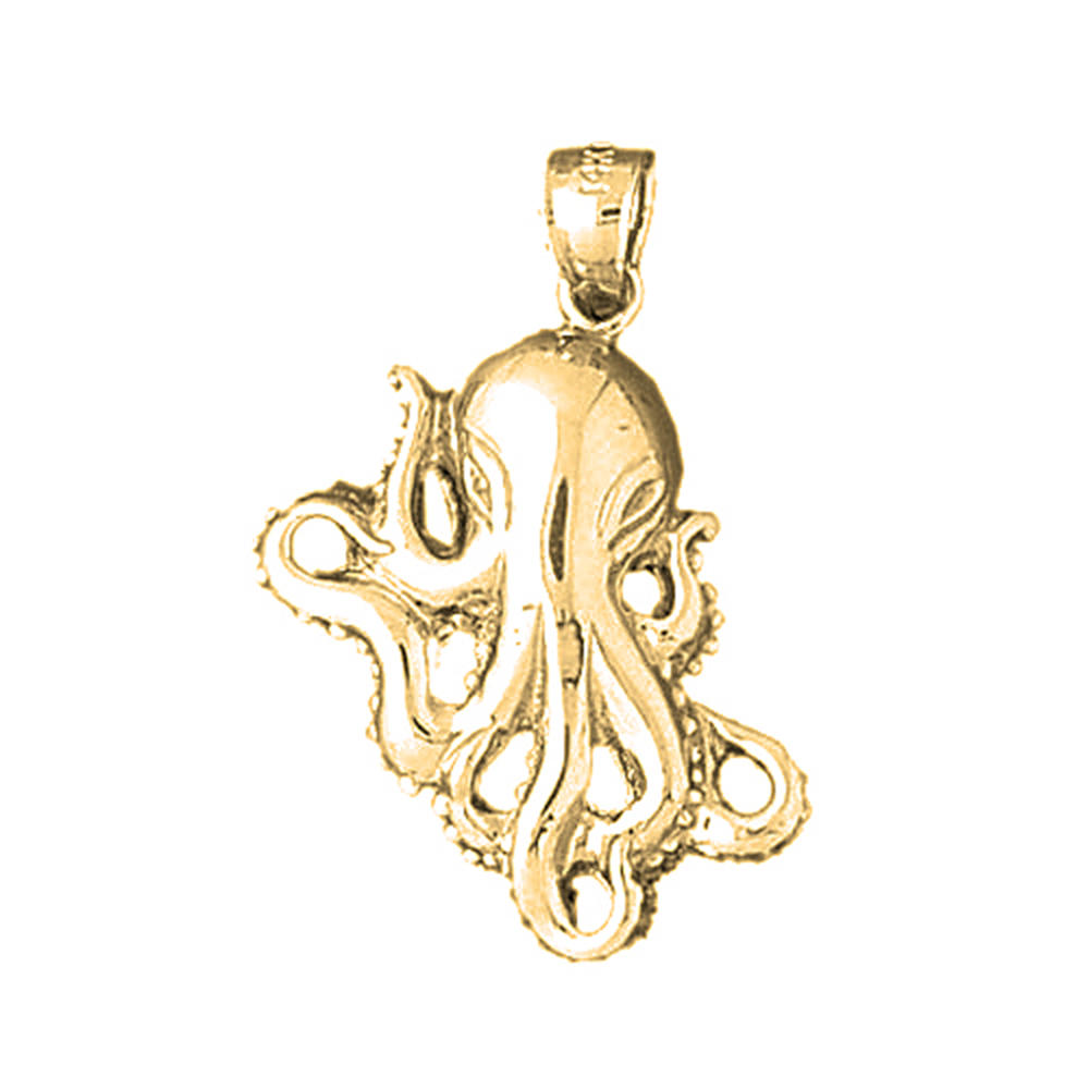 Jewels Obsession Yellow Gold-plated 925 Sterling Silver Octopus Pendant - 31 mm