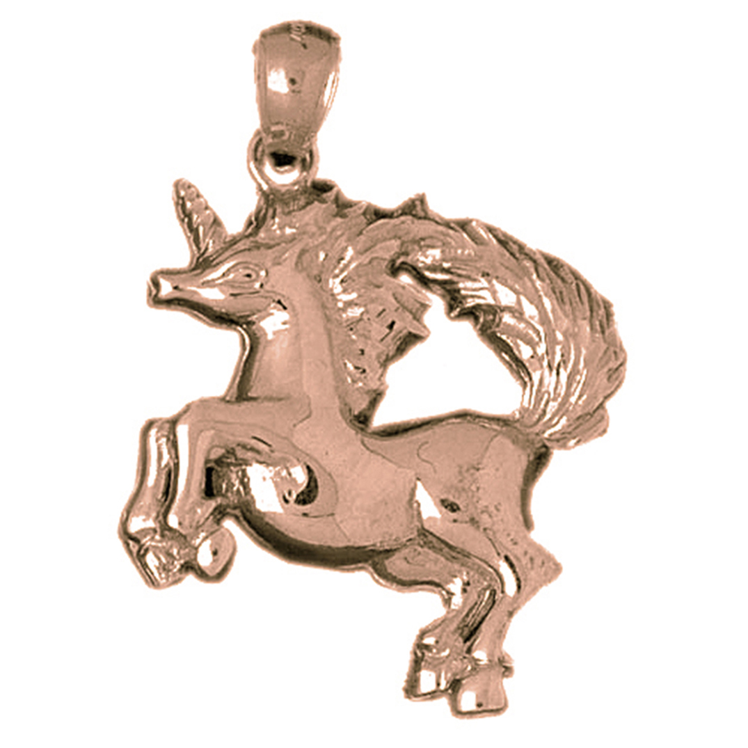 Jewels Obsession Rose Gold-plated 925 Sterling Silver Unicorn Pendant - 41 mm