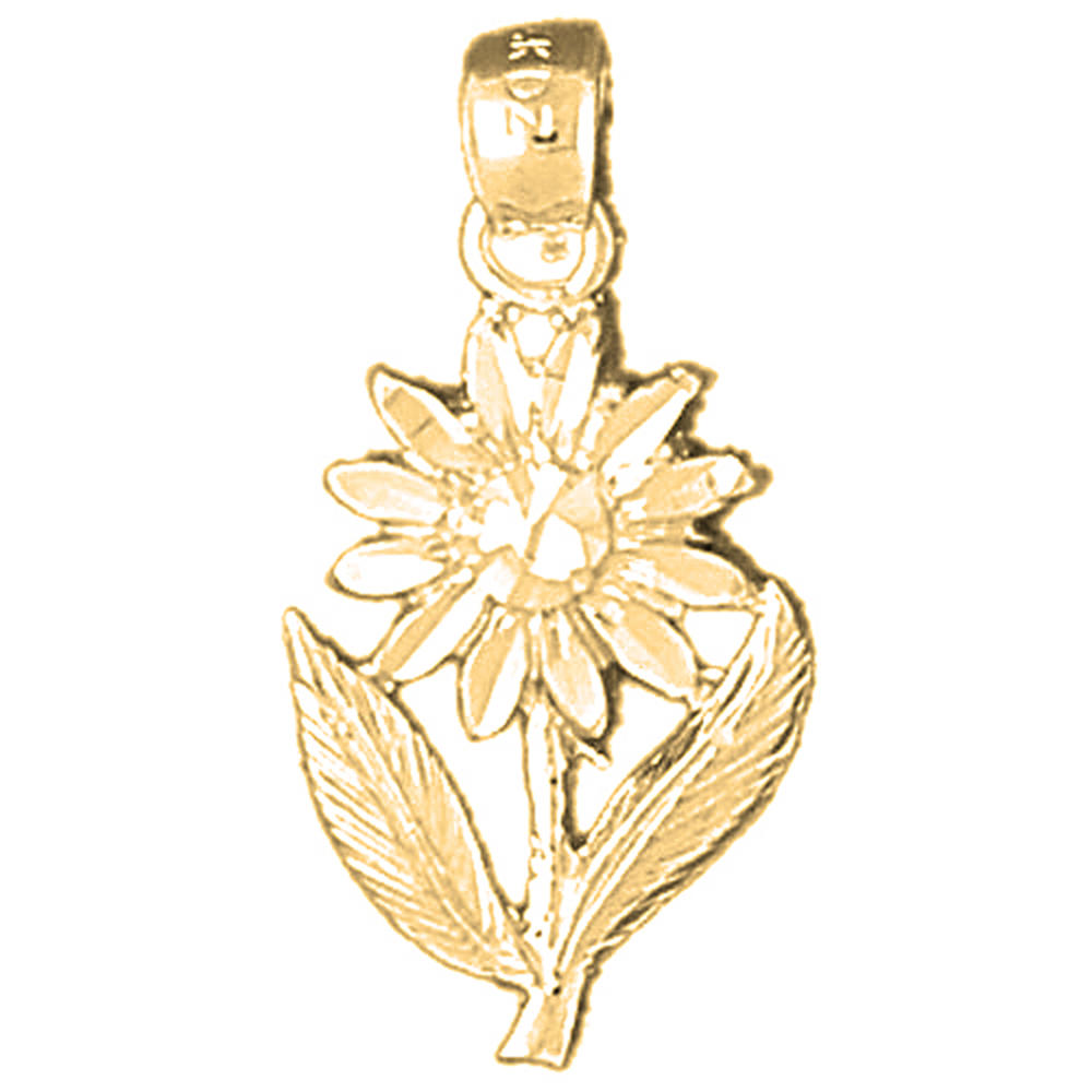 Jewels Obsession Yellow Gold-plated 925 Sterling Silver Flower Pendant - 26 mm