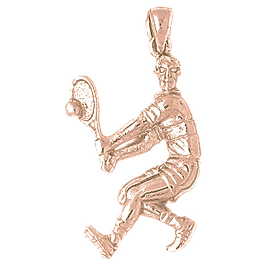 Jewels Obsession Rose Gold-plated 925 Sterling Silver Tennis Player Pendant - 35 mm