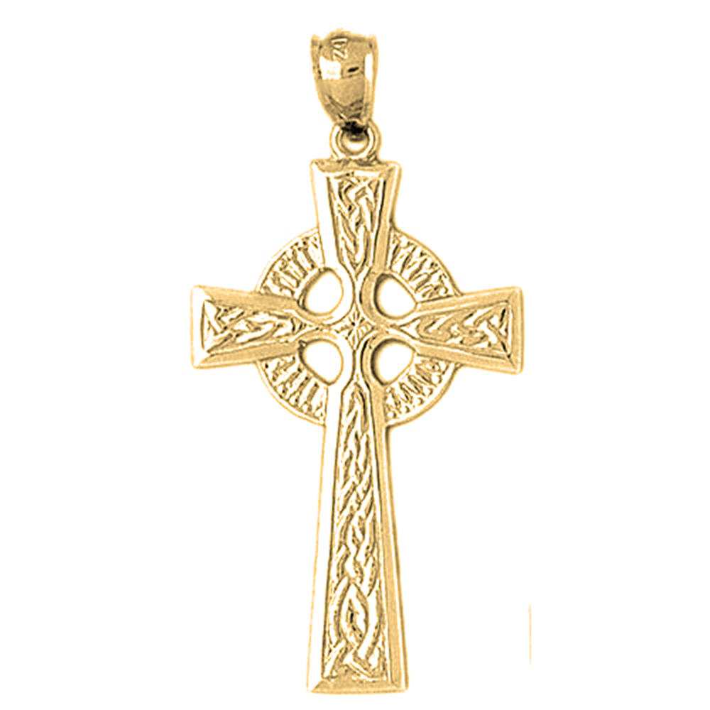 Jewels Obsession Yellow Gold-plated 925 Sterling Silver Celtic Cross Pendant - 45 mm