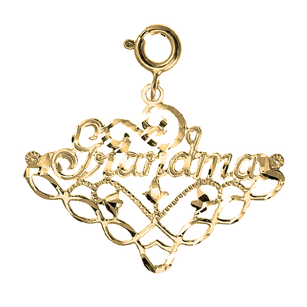 Jewels Obsession Yellow Gold-plated 925 Sterling Silver Grandma Pendant - 30 mm