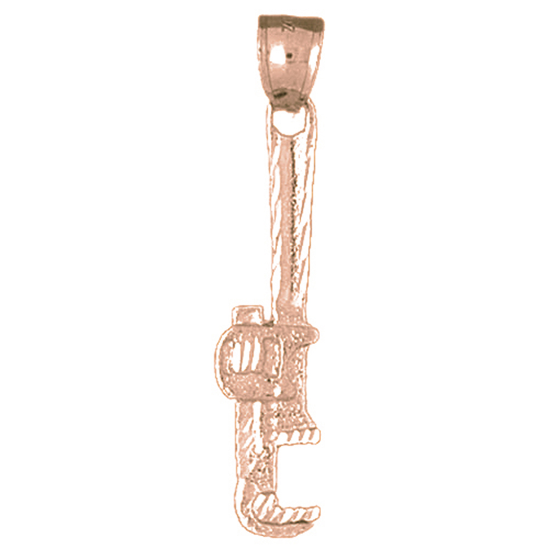 Jewels Obsession Rose Gold-plated 925 Sterling Silver Monkey Wrench Pendant - 39 mm
