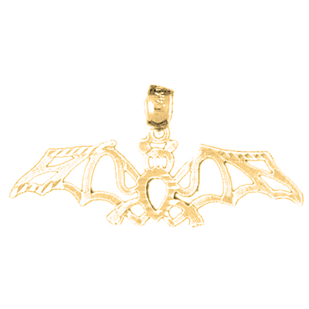 Jewels Obsession Yellow Gold-plated 925 Sterling Silver Bat Pendant - 12 mm