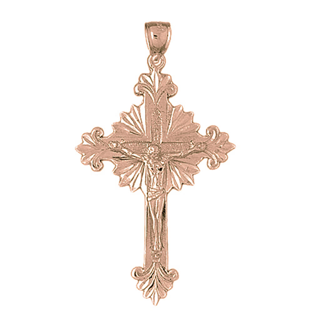Jewels Obsession Rose Gold-plated 925 Sterling Silver Crucifix Pendant - 52 mm