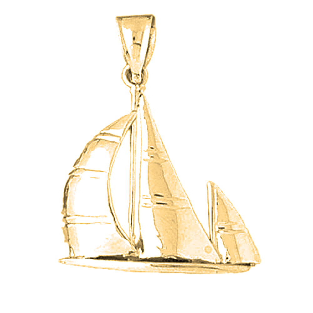Jewels Obsession Yellow Gold-plated 925 Sterling Silver Sailboat Pendant - 33 mm