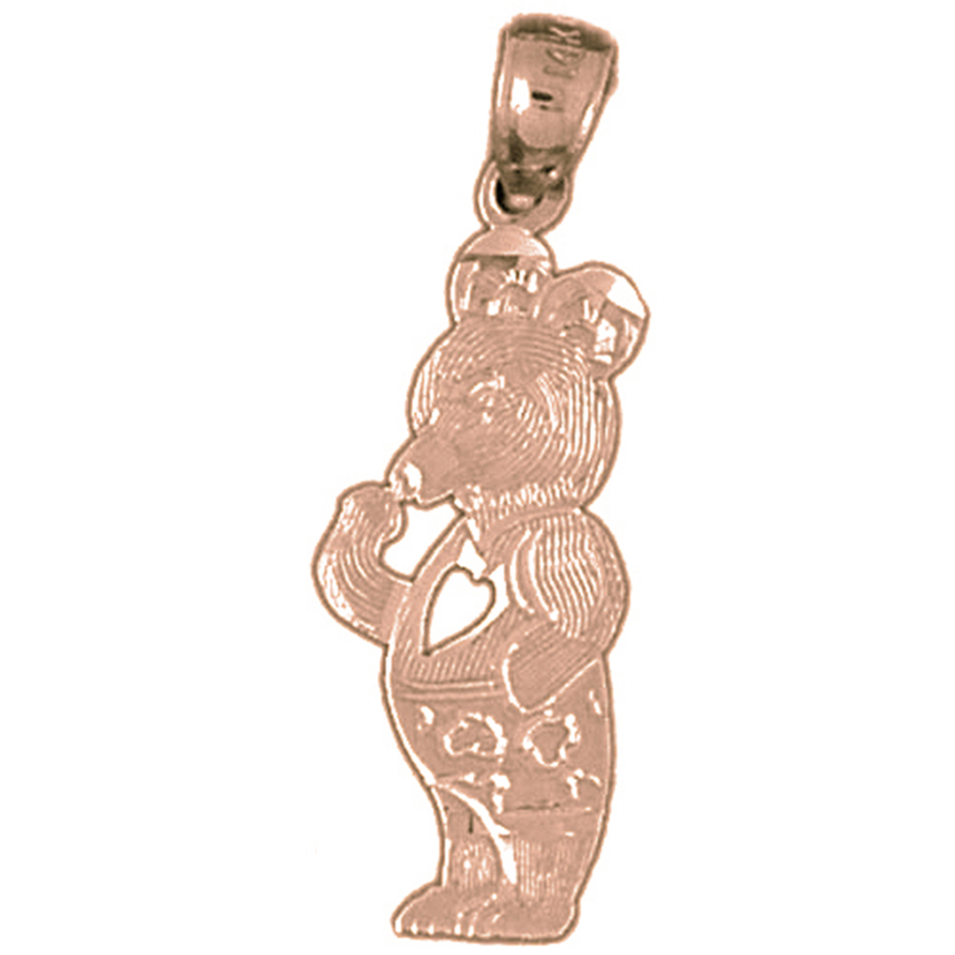 Jewels Obsession Rose Gold-plated 925 Sterling Silver Teddy Bear Pendant - 30 mm