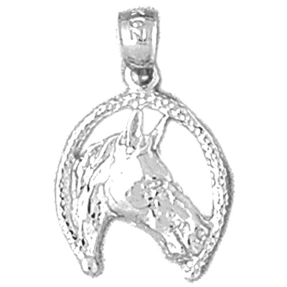 Jewels Obsession Sterling Silver Horseshoe With Horse Pendant - 21 mm