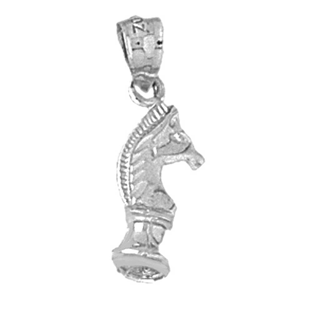 Jewels Obsession Sterling Silver Chess Knight Pendant - 23 mm