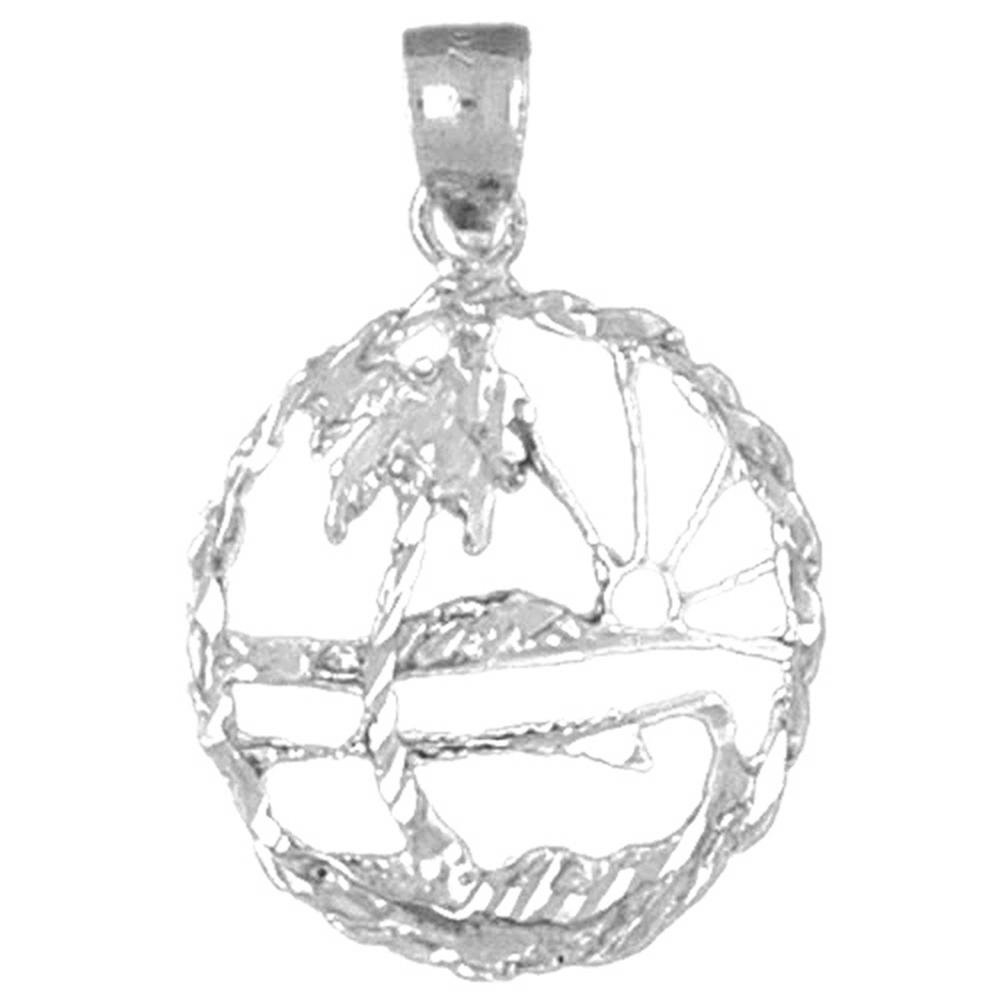 Jewels Obsession Sterling Silver Palm Tree Pendant - 27 mm