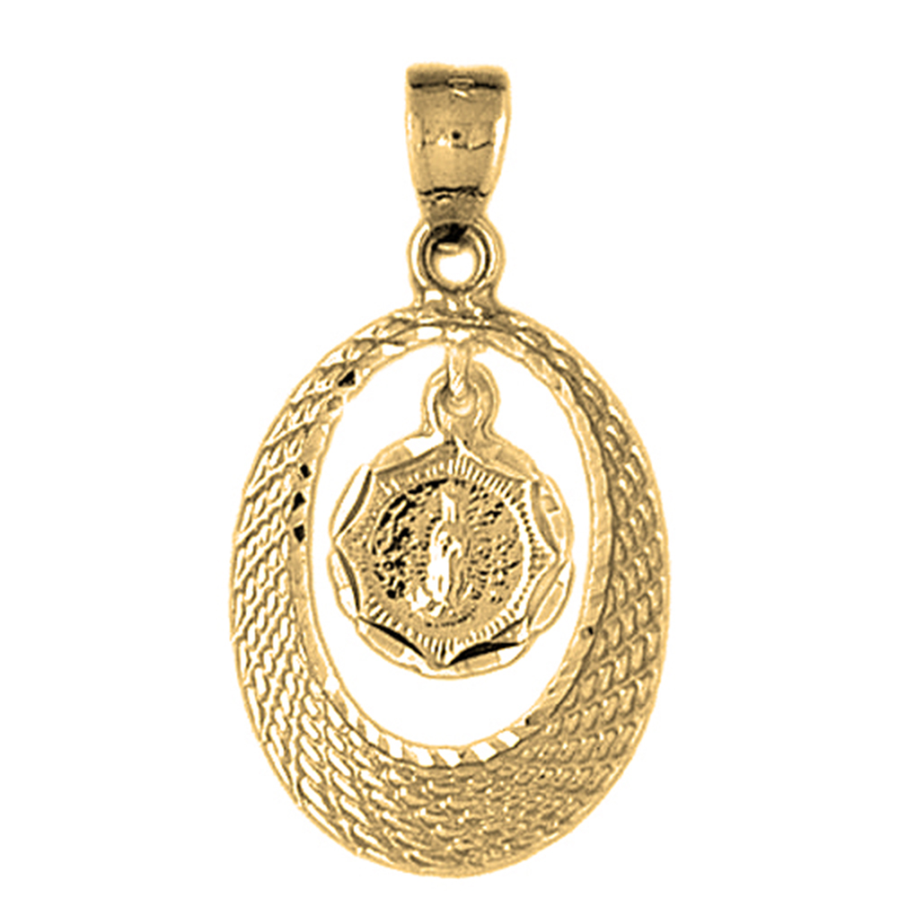 Jewels Obsession Yellow Gold-plated 925 Sterling Silver Our Lady Guadalupe Pendant - 35 mm