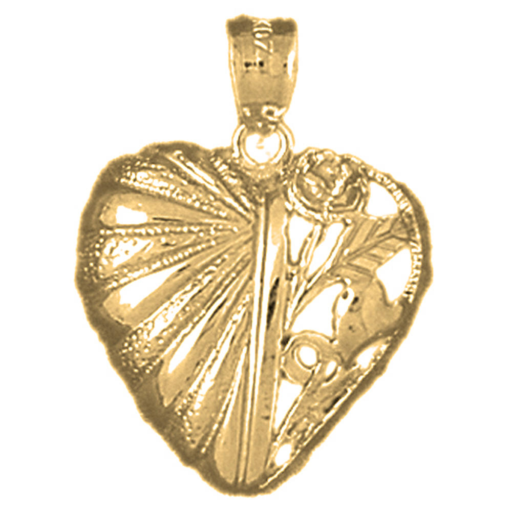 Jewels Obsession Yellow Gold-plated 925 Sterling Silver Heart Pendant - 25 mm