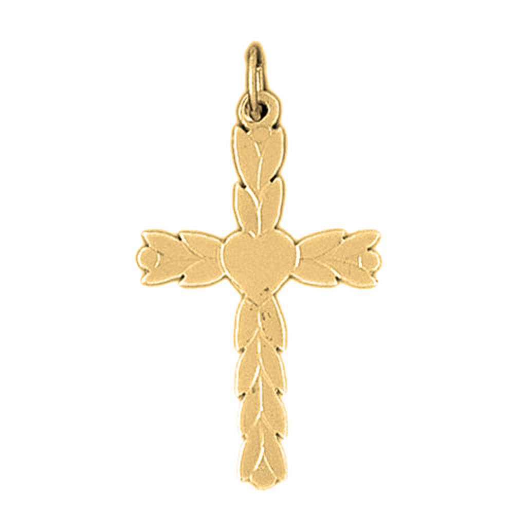Jewels Obsession Yellow Gold-plated 925 Sterling Silver Cross Pendant - 34 mm