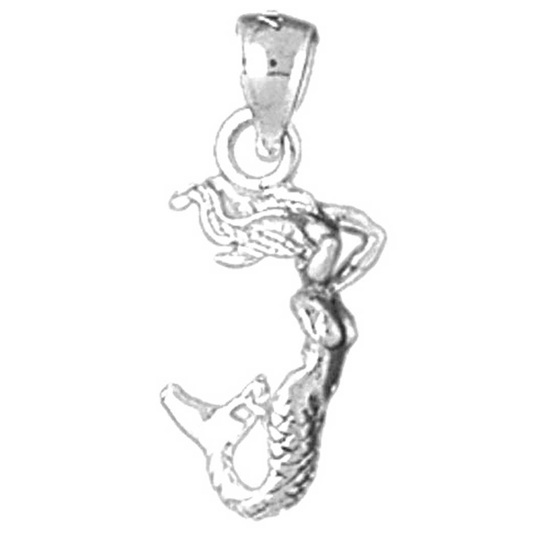Jewels Obsession Sterling Silver 3D Mermaid Pendant - 21 mm