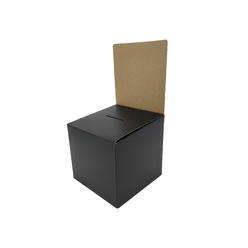 FixtureDisplays 10PK Black Small Mini Raffle Ticket Cardboard Box 6x6x12" Tip Box Donations Coin Drop. Header area size 6x6 inches - Donations