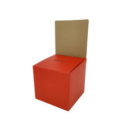 FixtureDisplays 10PK Red Small Mini Raffle Ticket Cardboard Box 6x6x12" Tip Box Donations Coin Drop. Header area size 6x6 inches - Donations