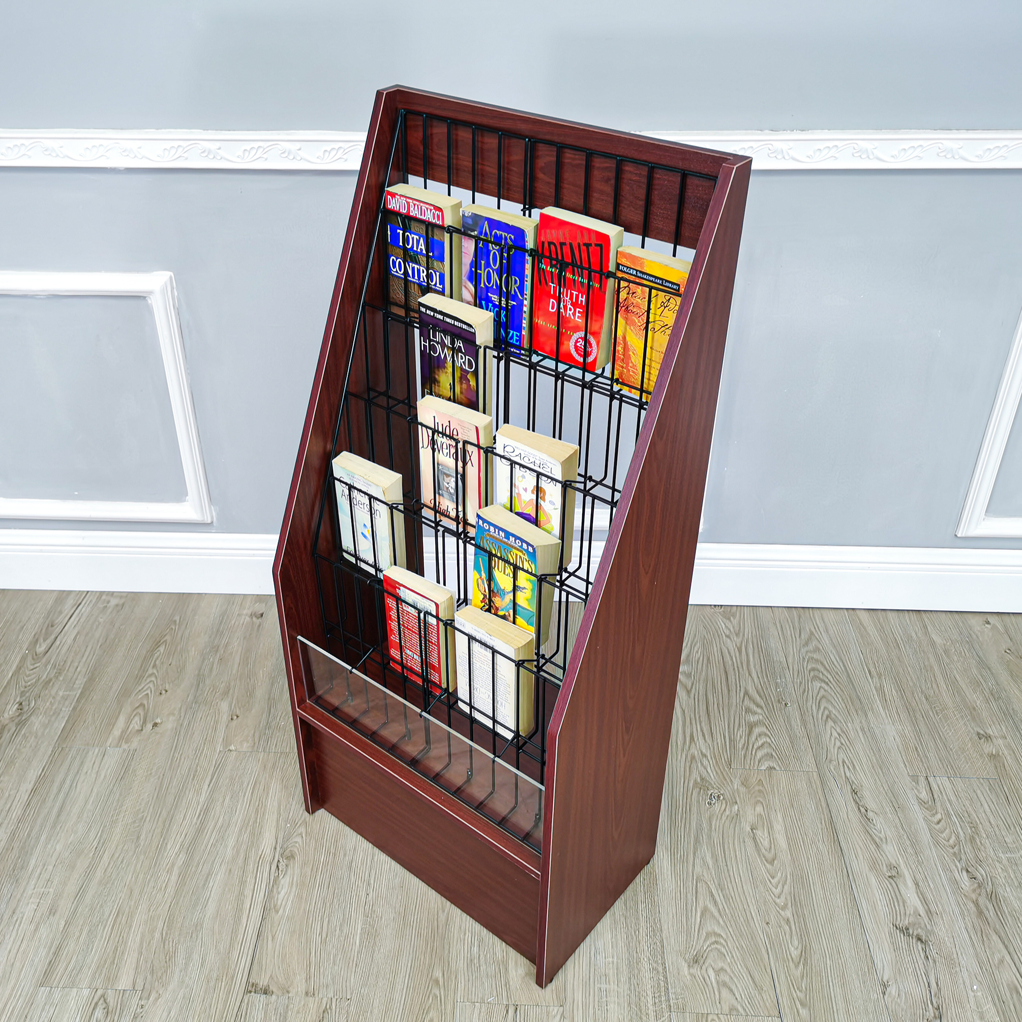 FixtureDisplays Literature Rack Brochure Leaflet Stand 19 inches wide x 12 inches deep x 44 inches tall 1746 Red