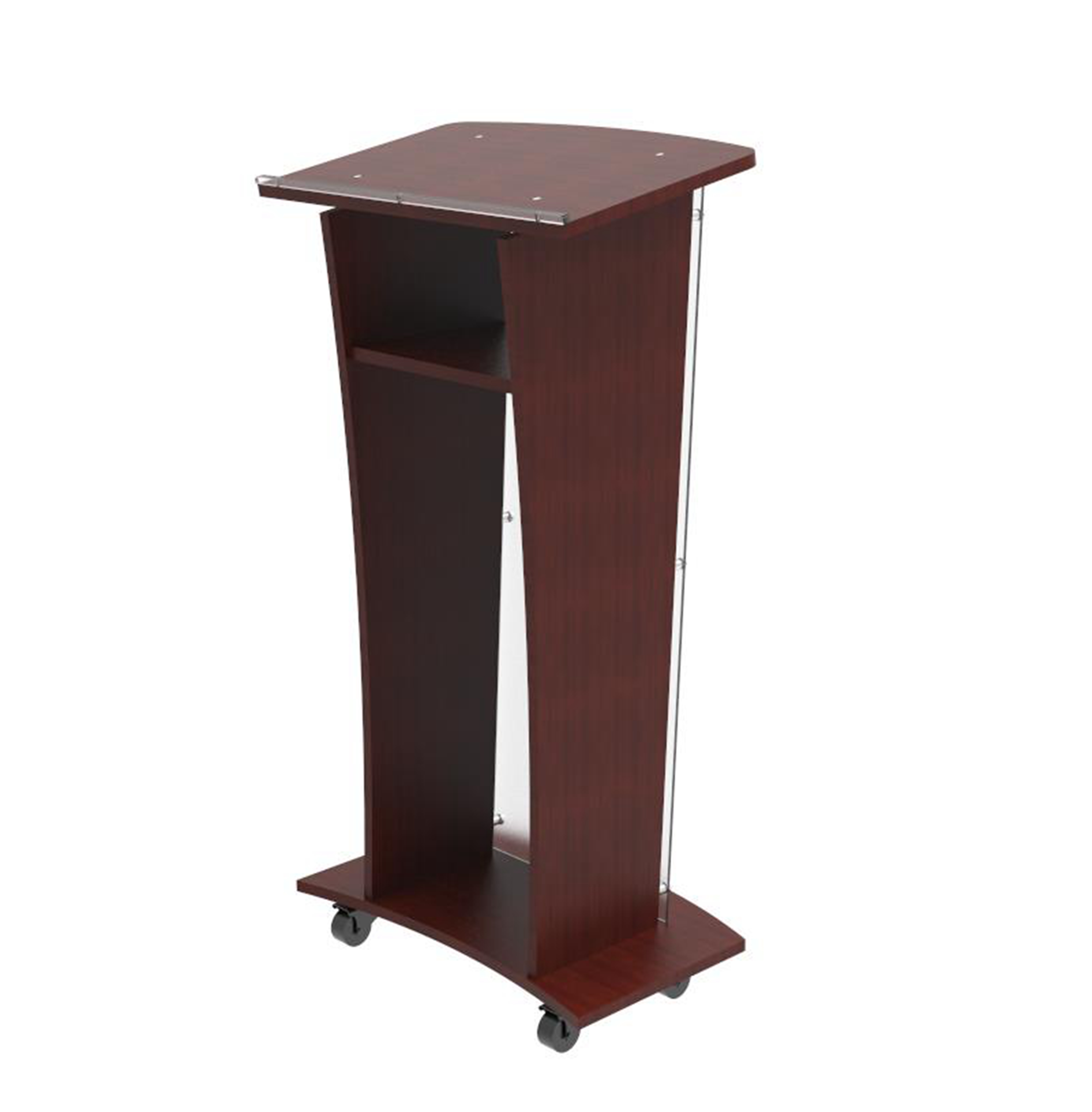 FixtureDisplays Wood Podium with Frost Acrylic Front Panel, 48" tall Pulpit Lectern 1803-5