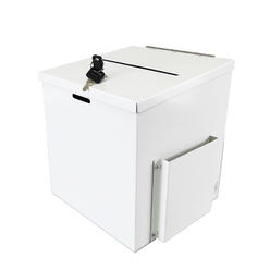 FixtureDisplays White Metal Donation Box Collection Box Tithes Offering Drop Ballot Box,Slight Before-consumer Imperfections - Sharper Edge Sold