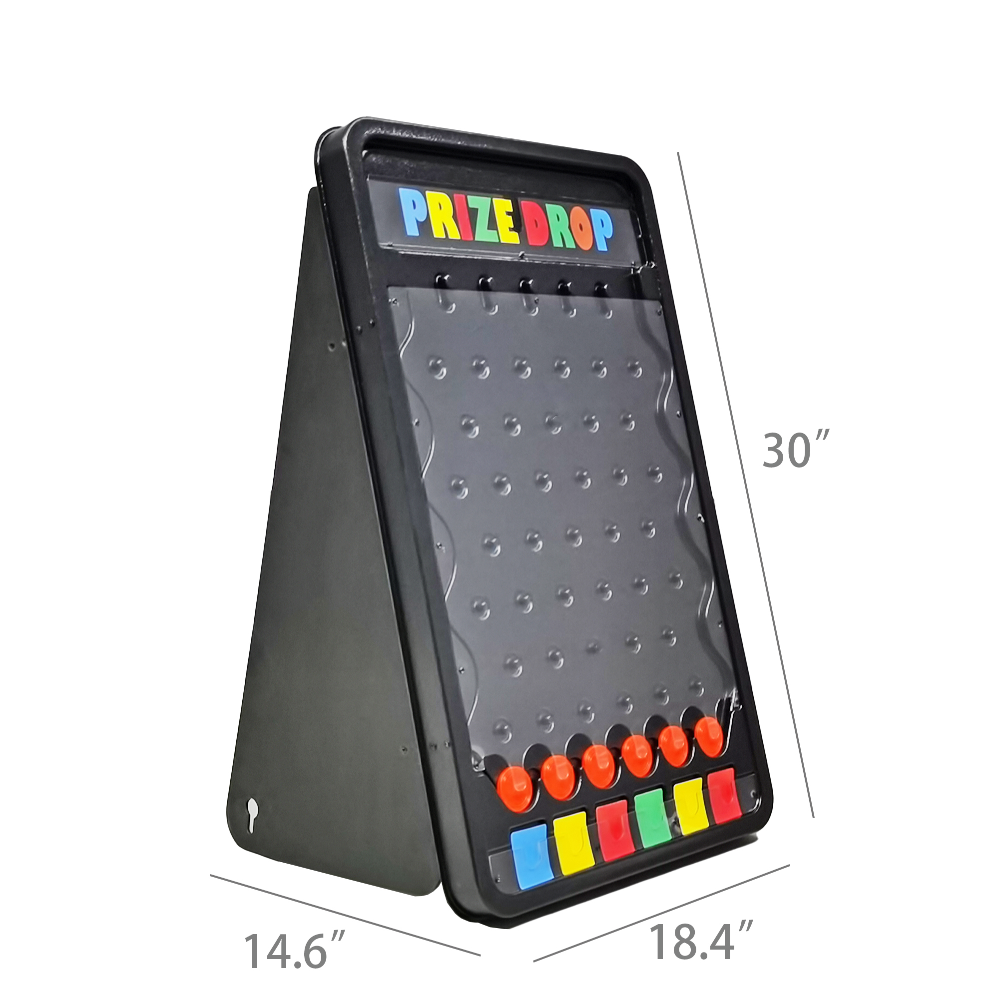 FixtureDisplays 18.4 L x 14.5 W X 30" H Prize Drop Plinko Board Foldable Stand Disk Drop Board Game, Customizable 6 Slots with 10 Orange Pucks