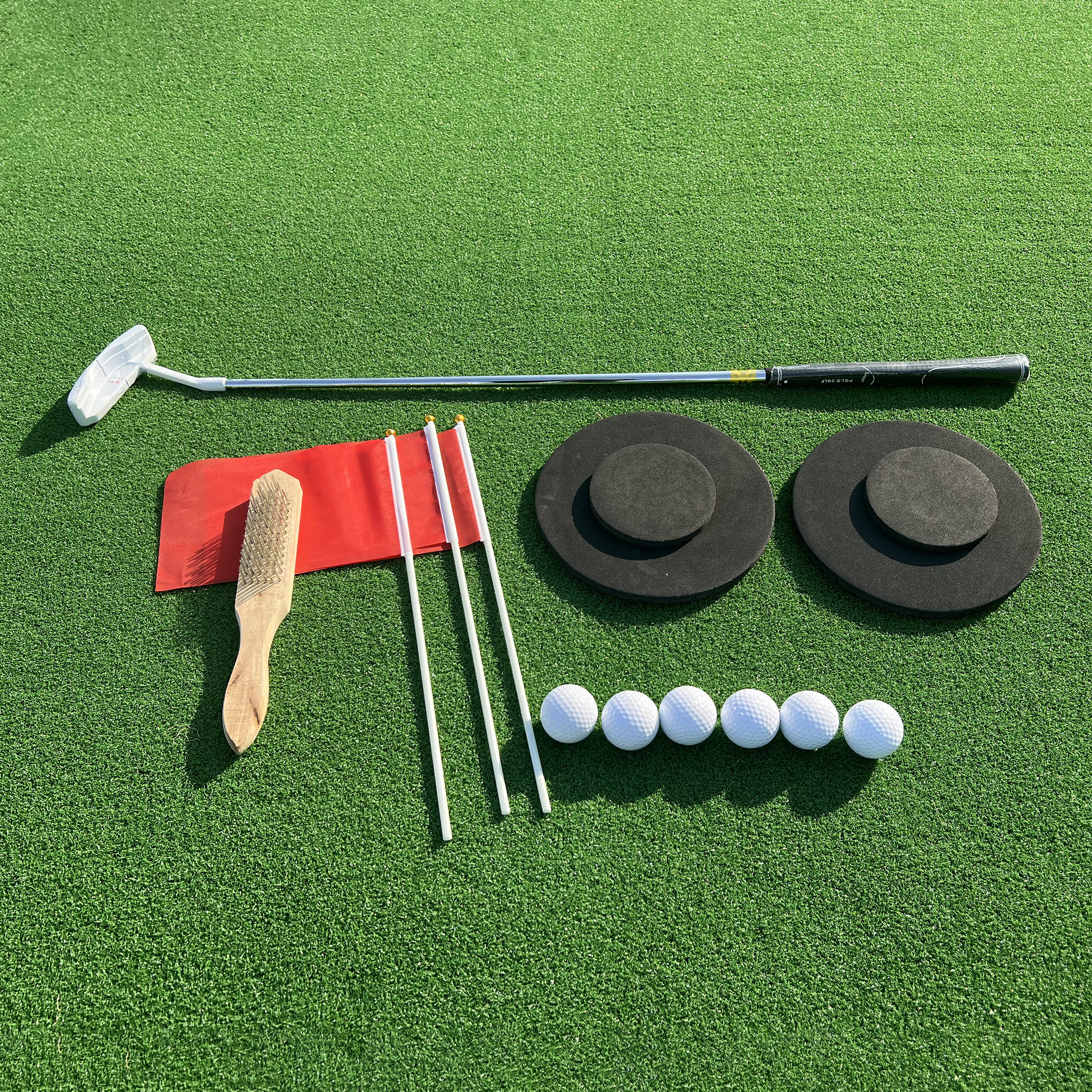 FixtureDisplays 20 X 10 Feet Premium Golf Mat Set, Artificial Turf Golf Practice Mats with 6 Golf Balls and A Professional Golf Clubs