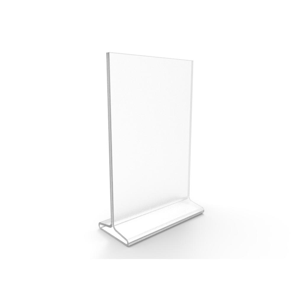 FixtureDisplays 5.5 x 8.5 Acrylic Sign Holder for Tabletops, Top Insert, T-style - Clear  19068