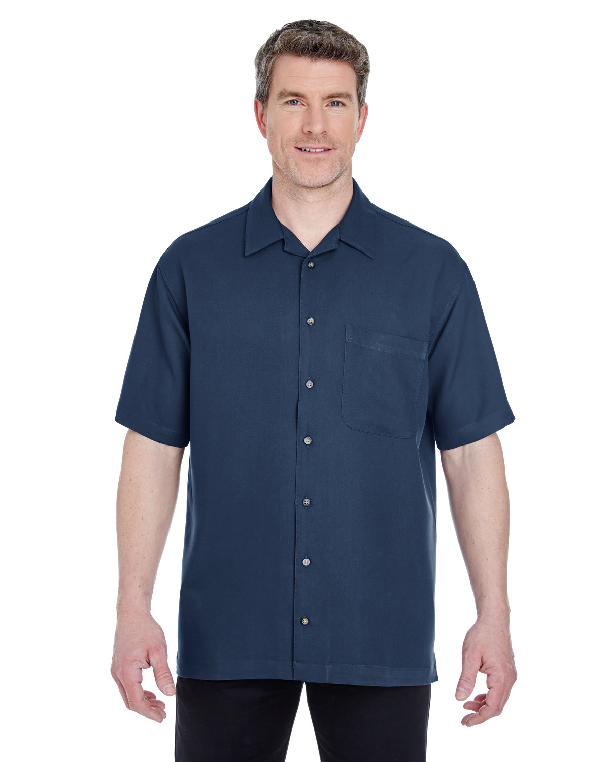 ULTRACLUB 8980 Mens Short Sleeve Cabana Breeze Camp Button Shirt With Pocket