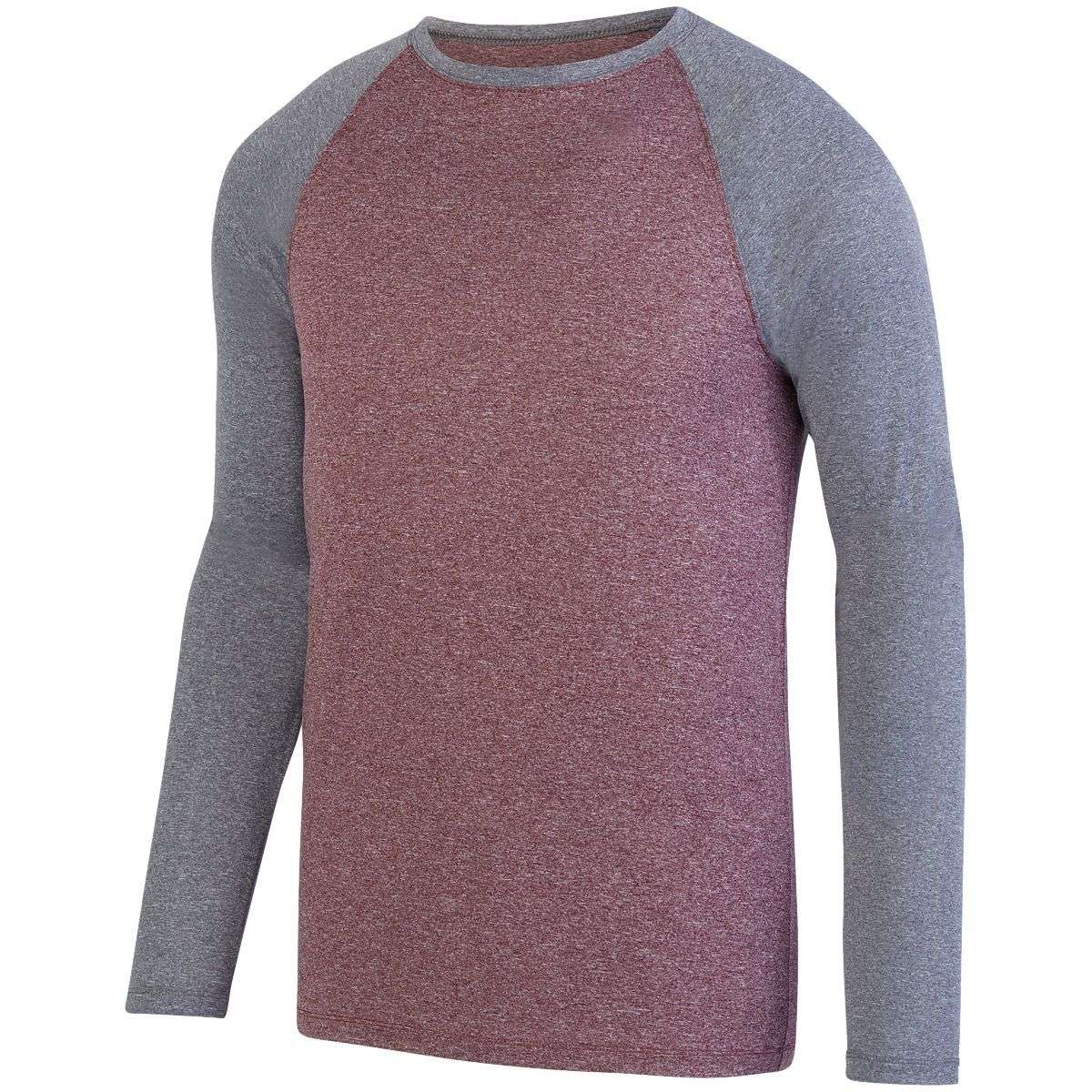 Selected Color is Maroon Heather/Graphite Heather