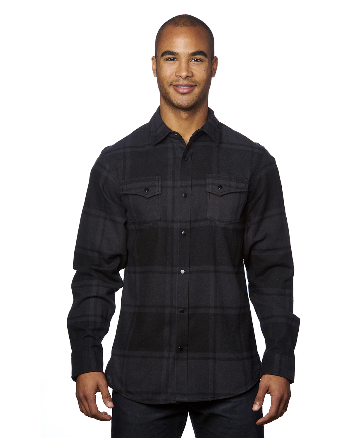 Burnside Men's Snap-Front Flannel Shirt Long Sleeve - B8219