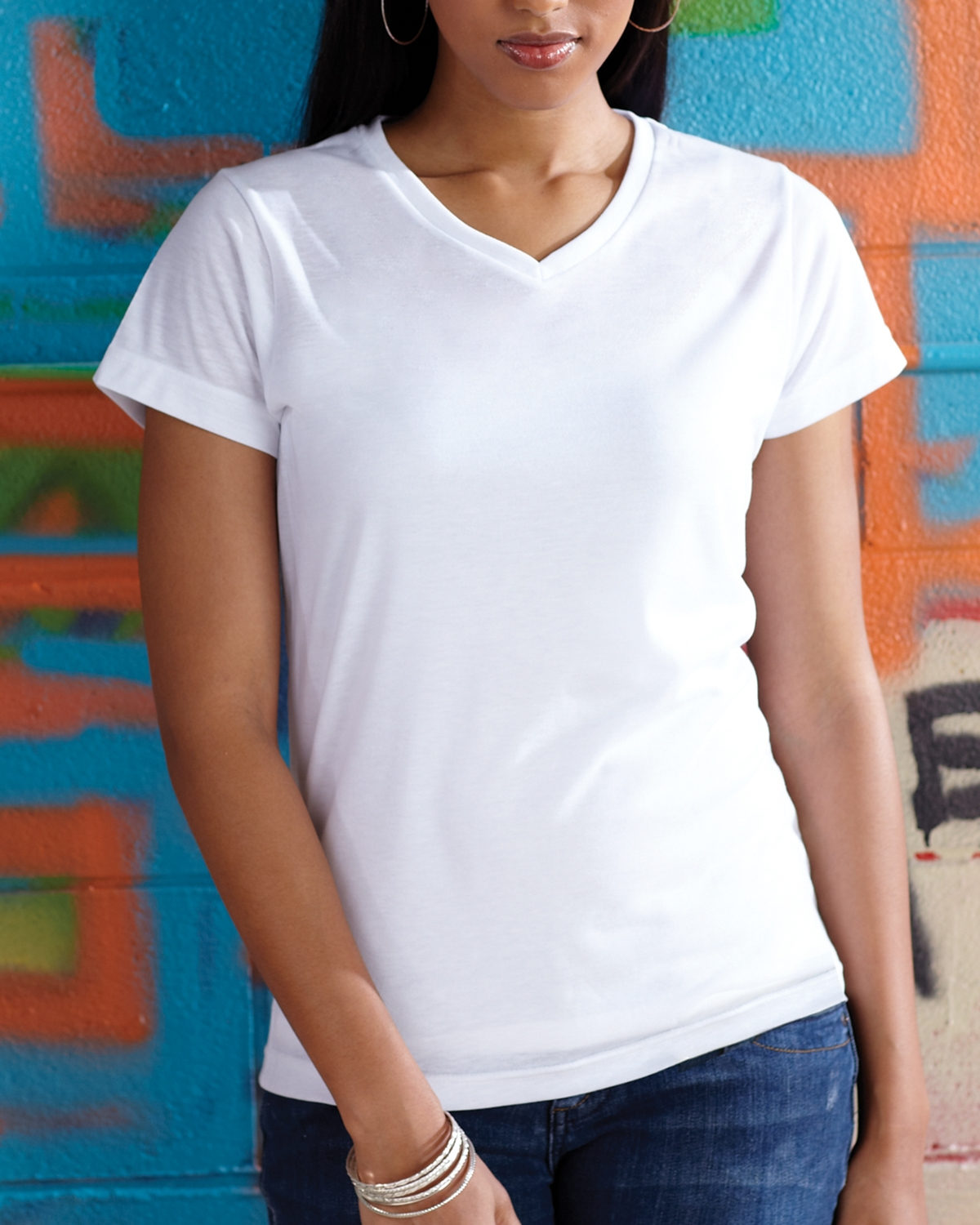 Sublivie Ladies' Polyester V-Neck T-Shirt - 1507