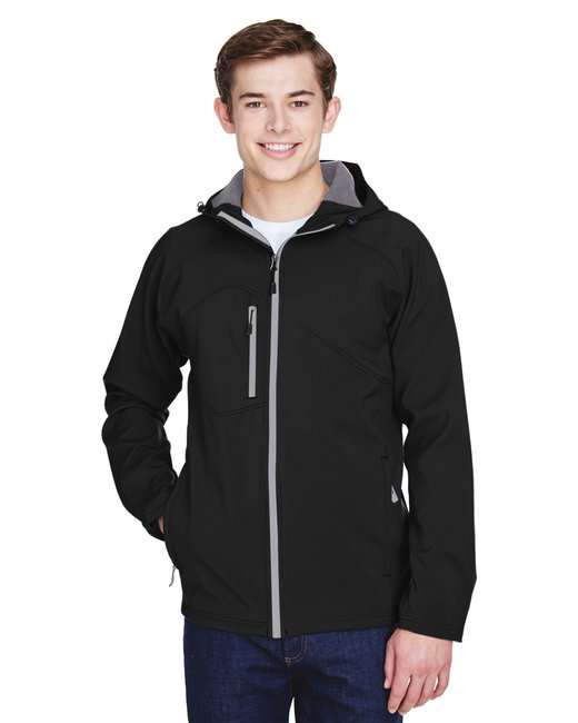 North End 88166 Mens Long Sleeve Prospect Two-Layer Fleece Bonded Soft Shell Hooded Jacket
