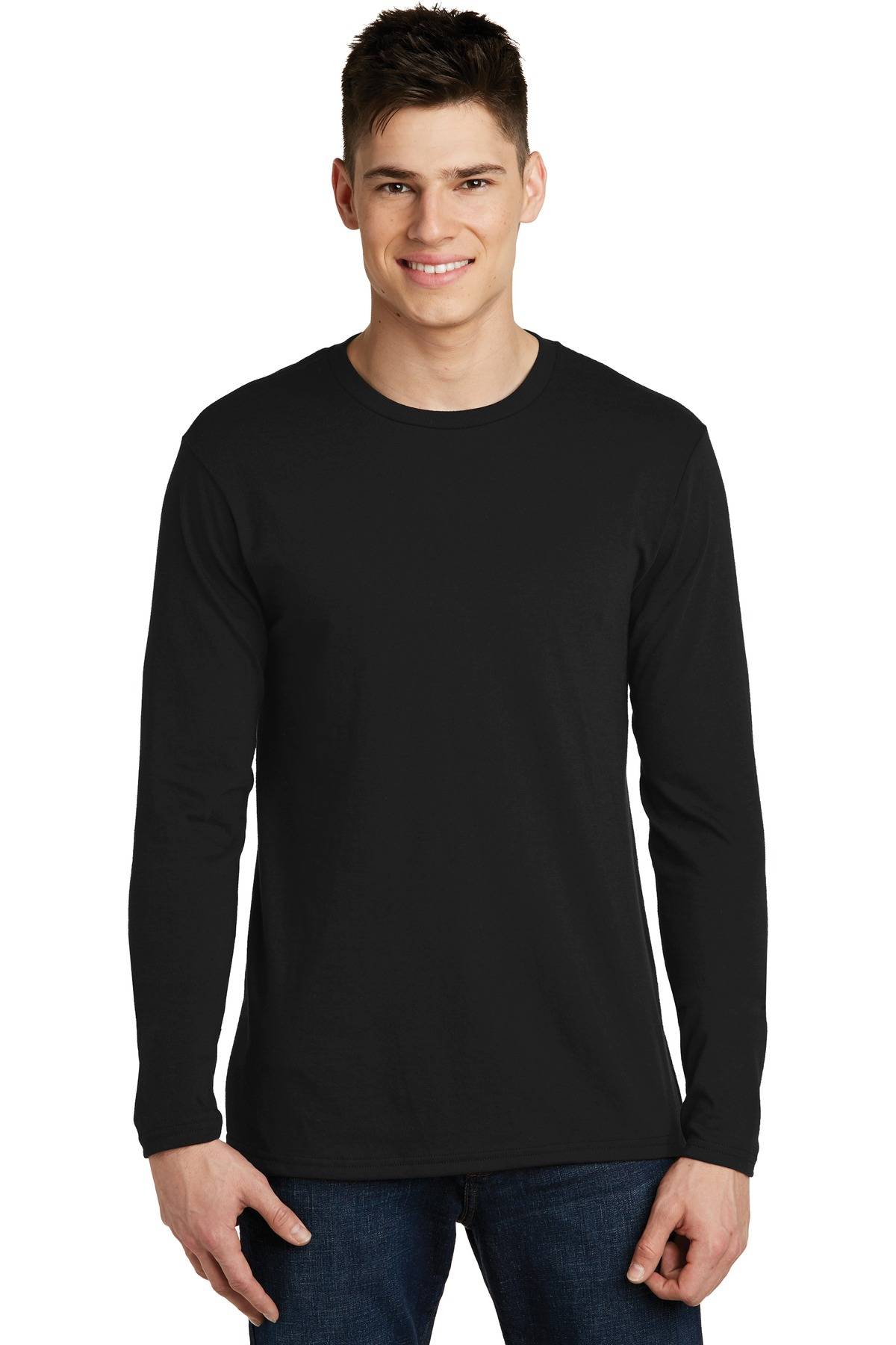 District DT6200 Young Mens Long Sleeve Very Important Crew Neck Stylish T-Shirt