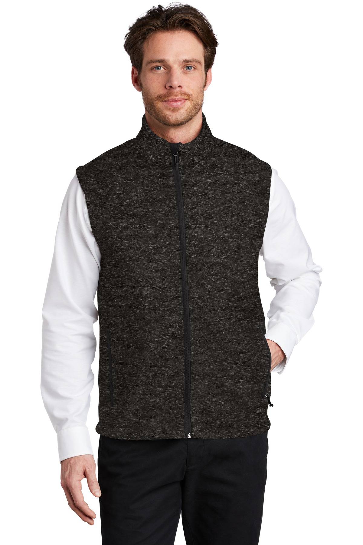 Port Authority F236 Mens Sleeveless Sweater Fleece Vest With Pockets