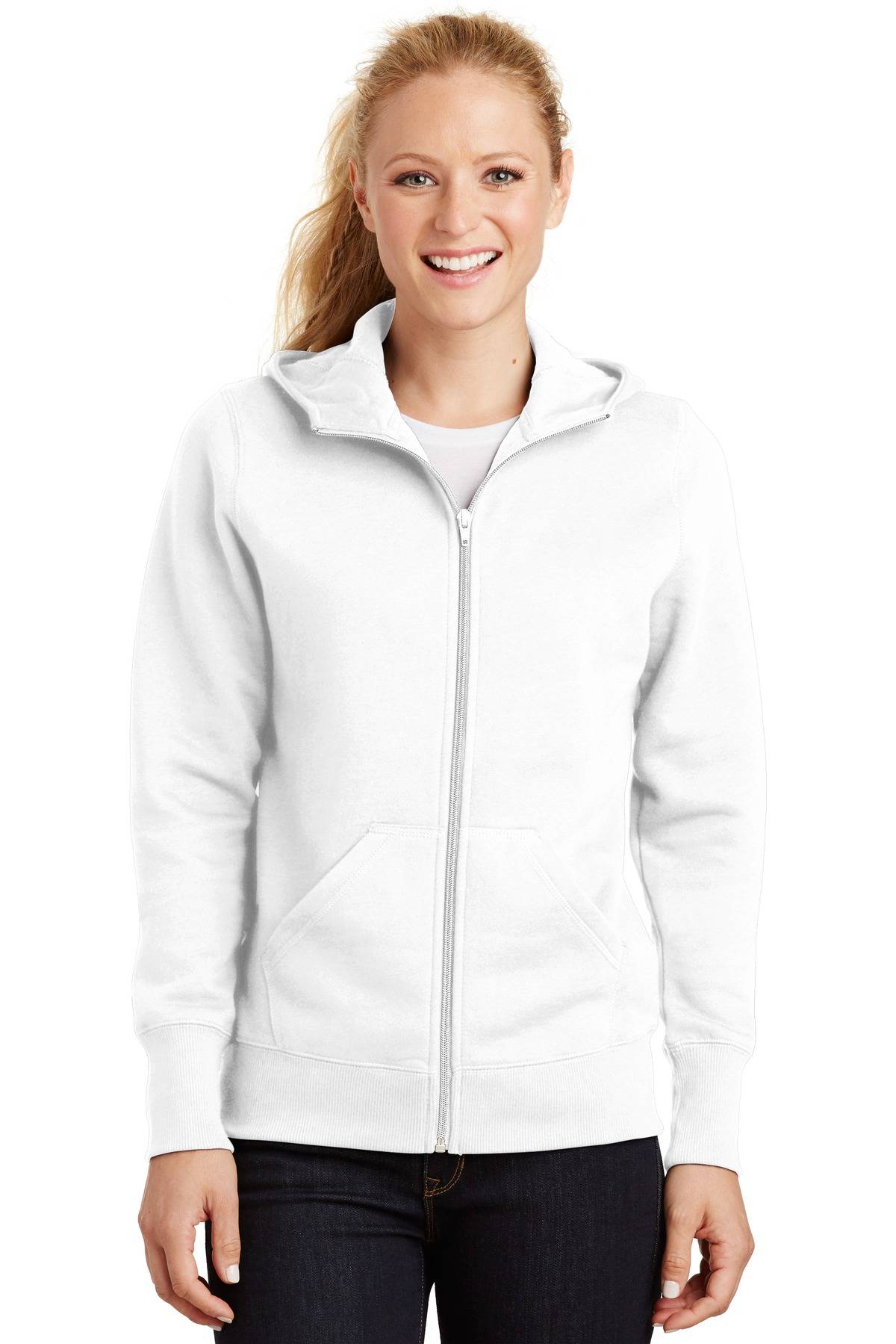Sport-Tek L265 Womens Long Sleeve Full Zip Hooded Fleece Jacket With Pockets