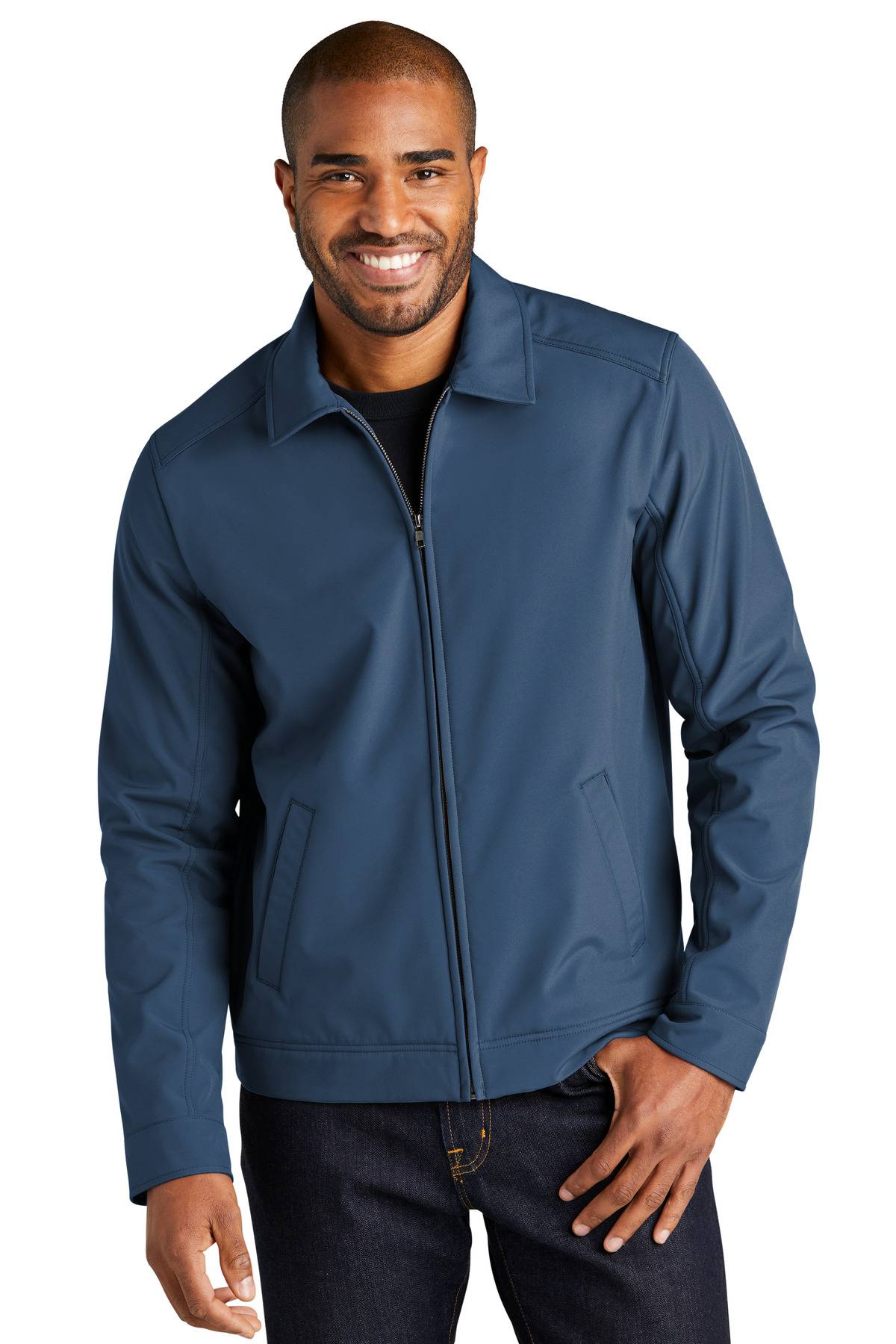 Port Authority J417 Mens Long Sleeve Water Resistant Mechanic Soft Shell Jacket With Pockets