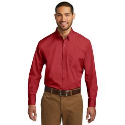 Port Authority W100 Mens Long Sleeve Lightweight Button Down Carefree Poplin Shirt With Pocket