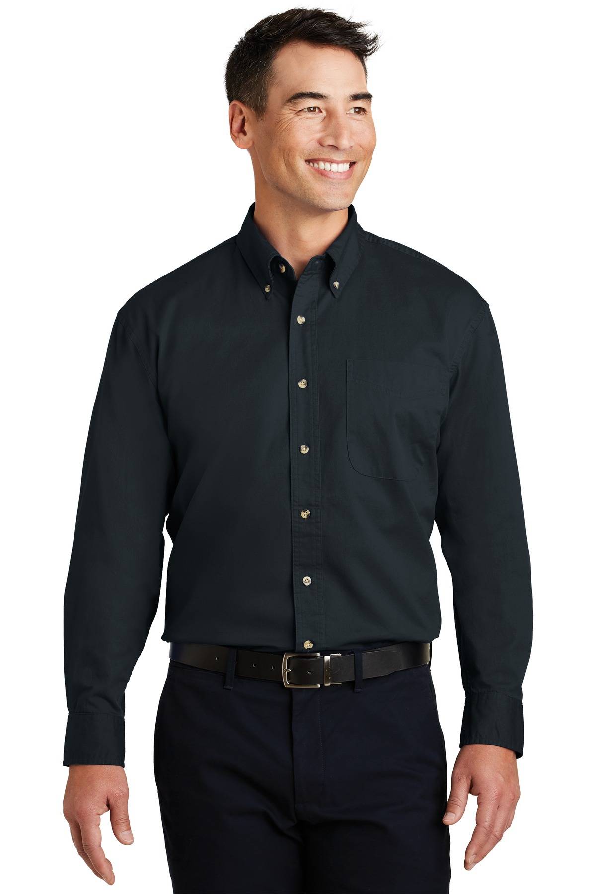 Port Authority S600T Mens Long Sleeve Button Down Easy Care Twill Dress Shirt With Pocket